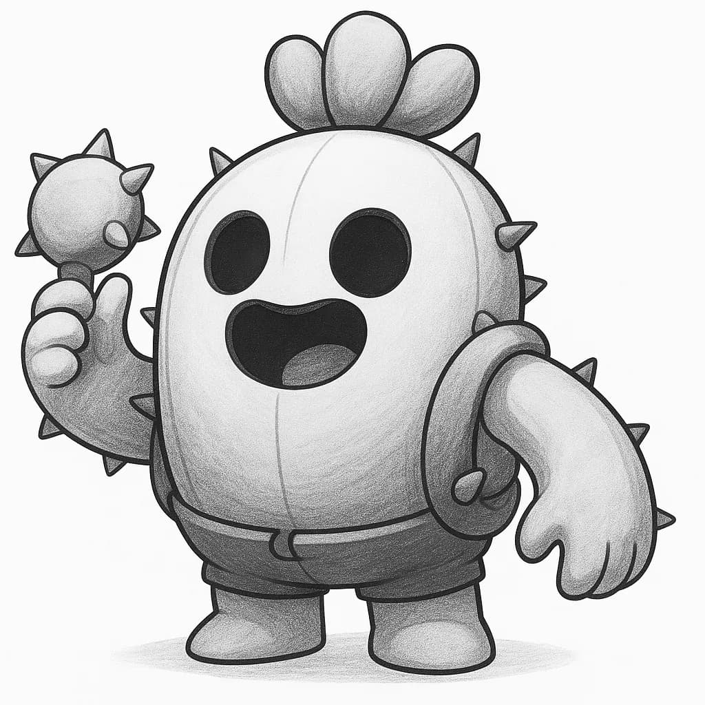 Изображение на Спайк от Брол Старс за оцветяване