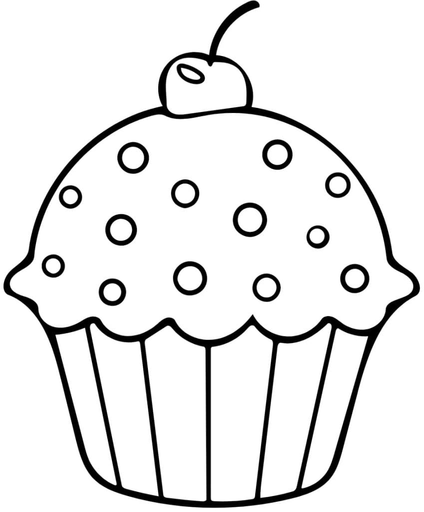 Раскраска для печати с вишнёвым маффином
