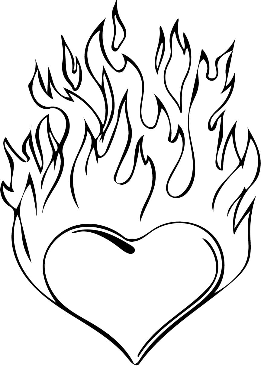 Burning Heart * Printable Coloring Page