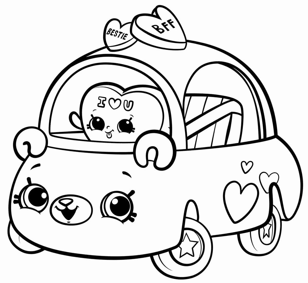 Картинка за оцветяване * Уникална количка сърчице за момичета