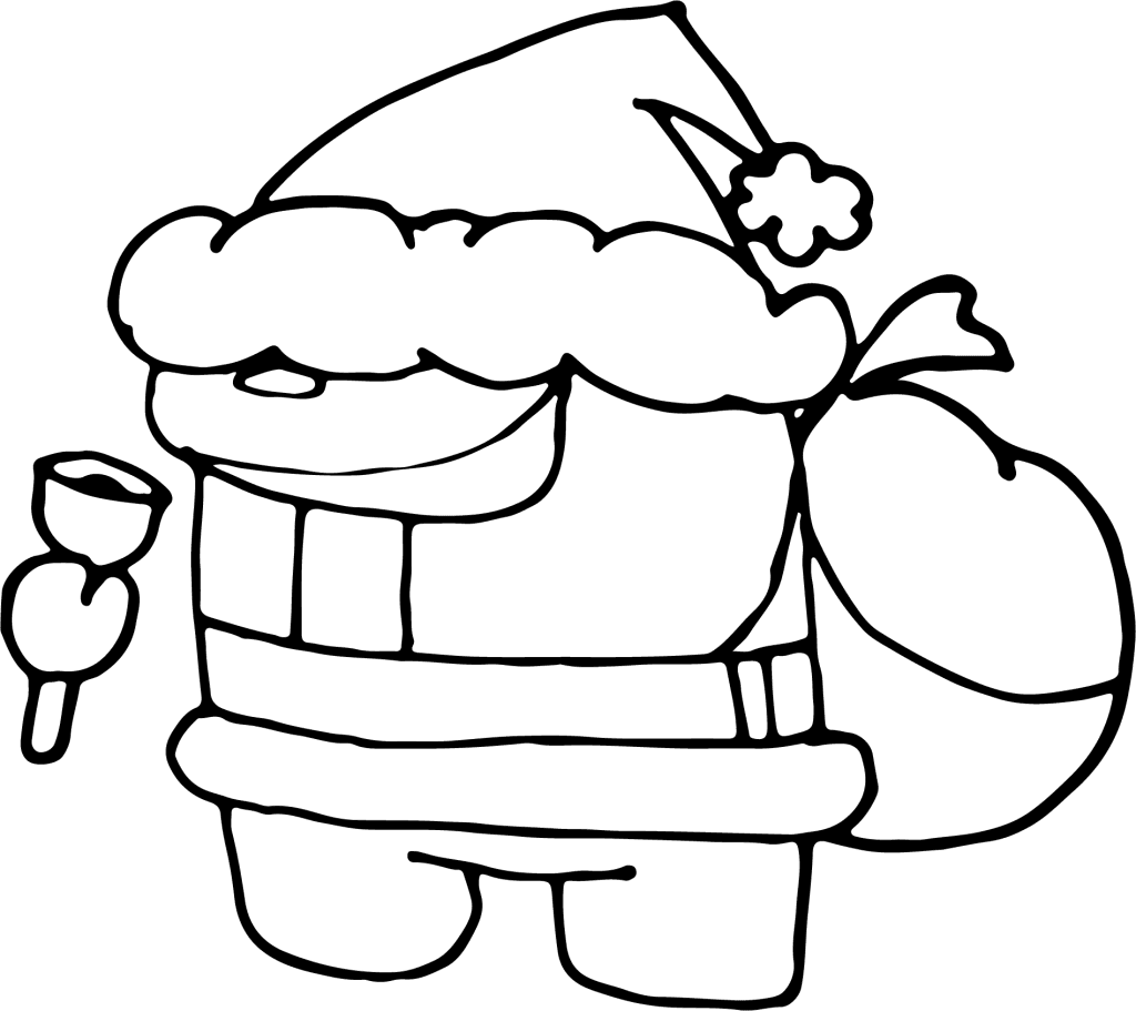 Page de coloriage imprimable d’Among Us avec un costume de Père Noël