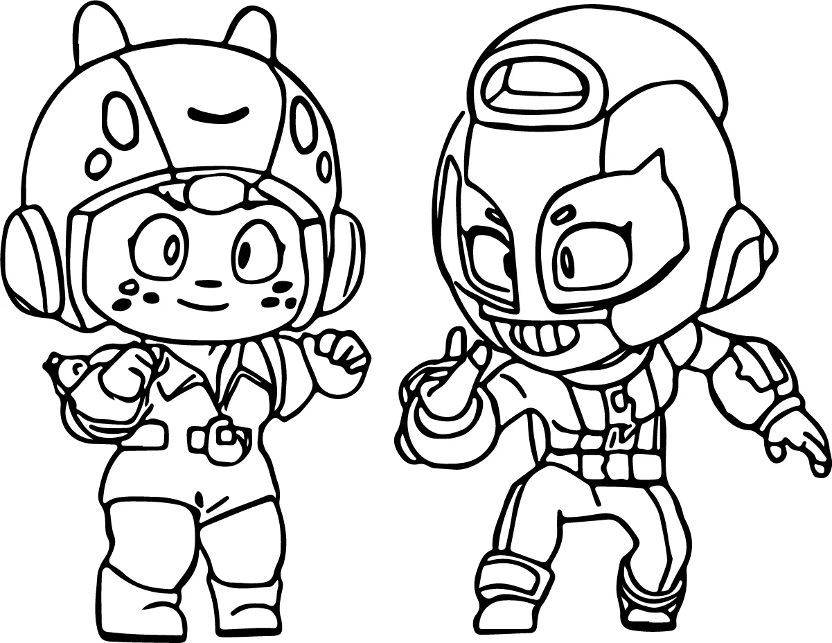 Brawl Stars * Pagina da Colorare Stampabile di Bea e Max