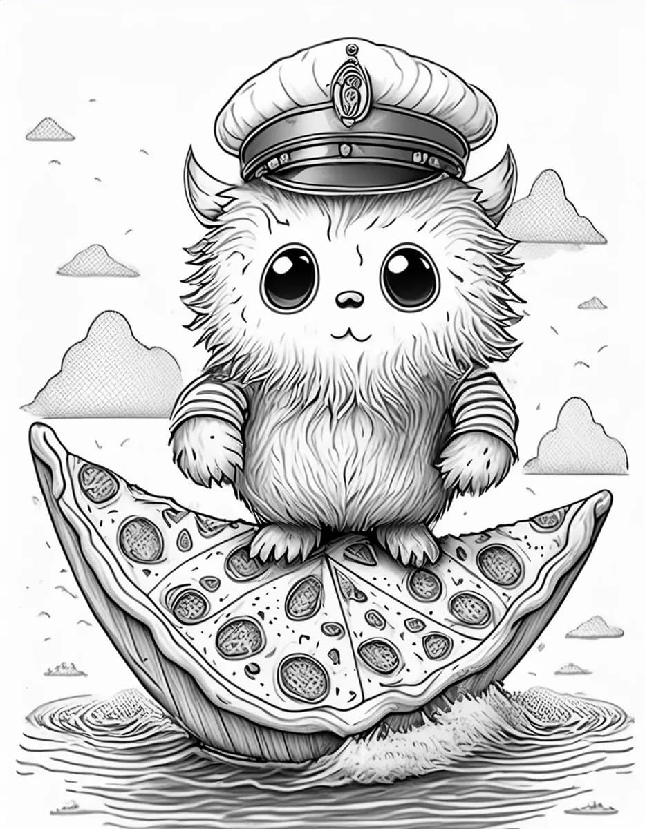 Page à Colorier Imprimable de Capitaine Pizza