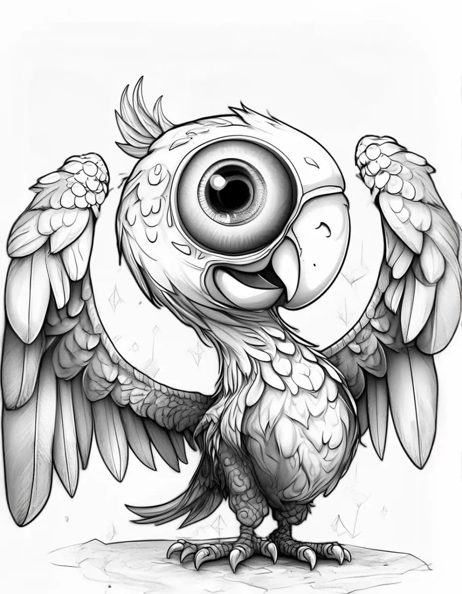 Page de Coloriage Imprimable d’un Perroquet