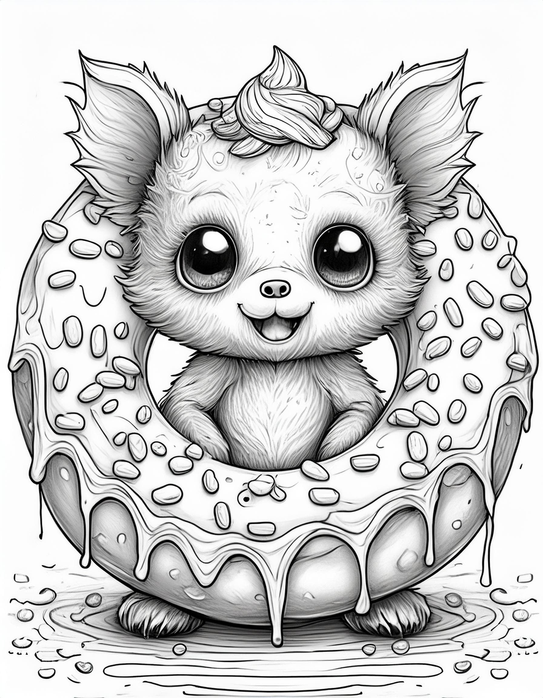 Чудовище с поничка * Рисунка за оцветяване