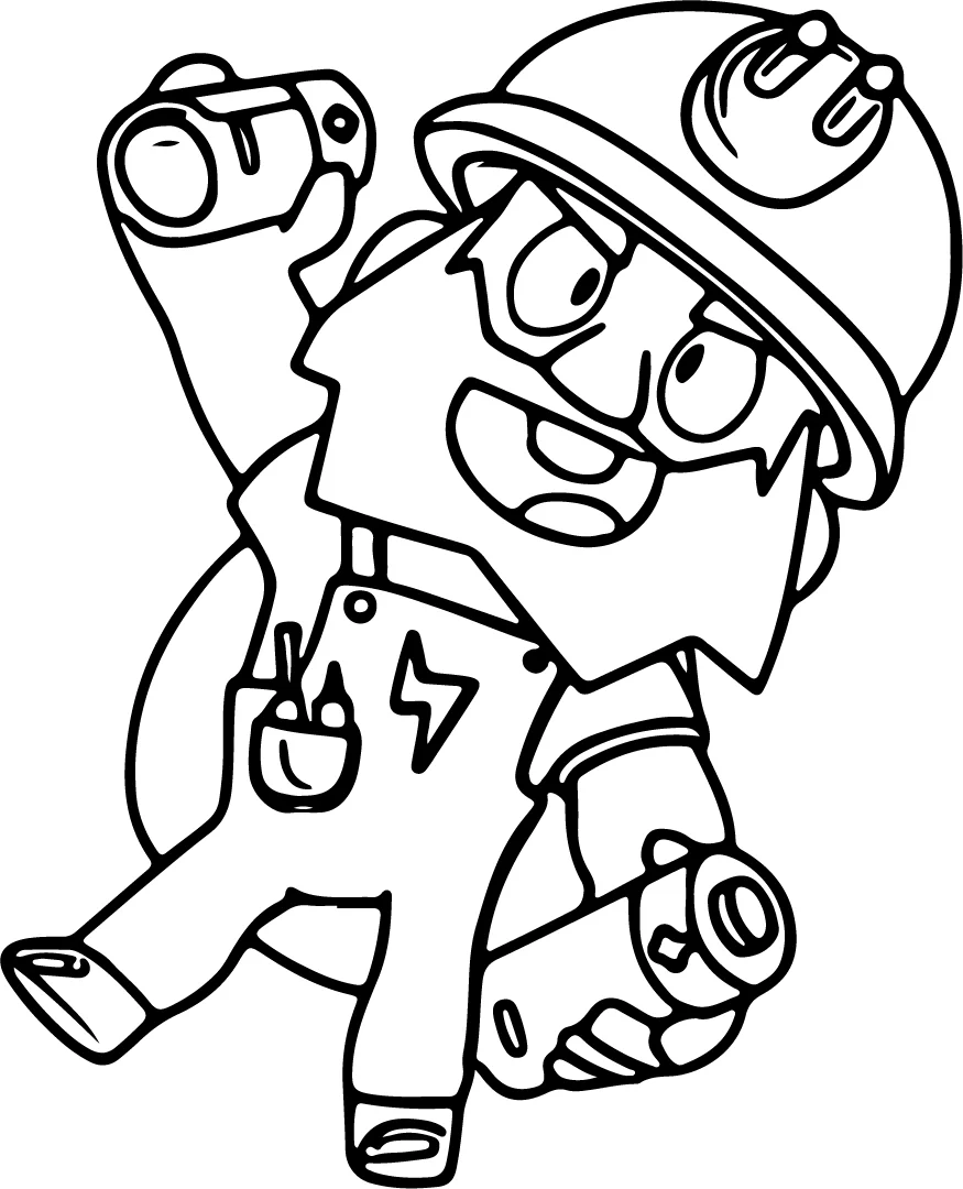 Dynamike from Brawl Stars * Printable Coloring Page