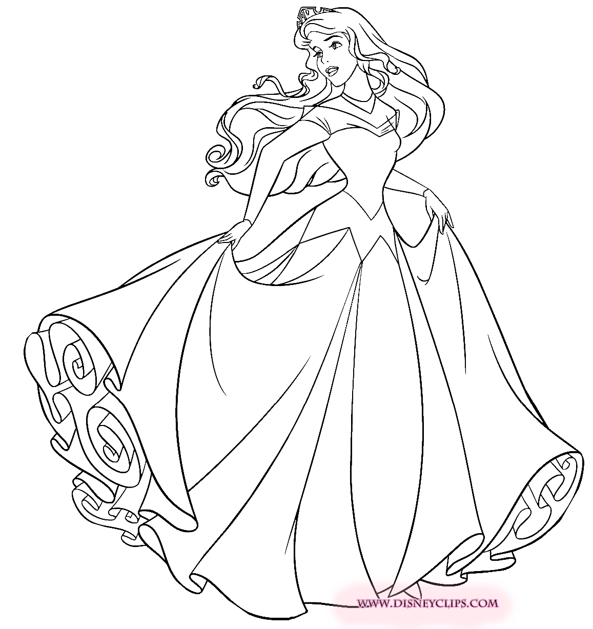 Page de coloriage imprimable de la Princesse Aurore
