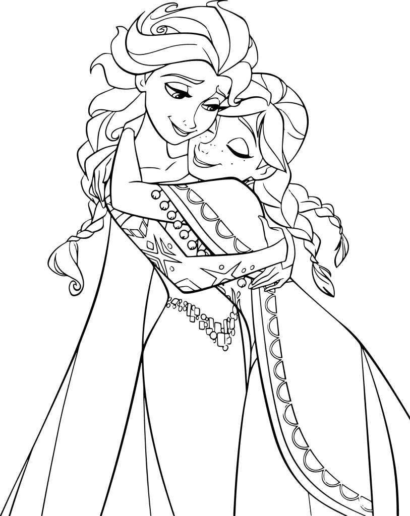 Ausmalbild von Elsa und Anna zum Ausdrucken
