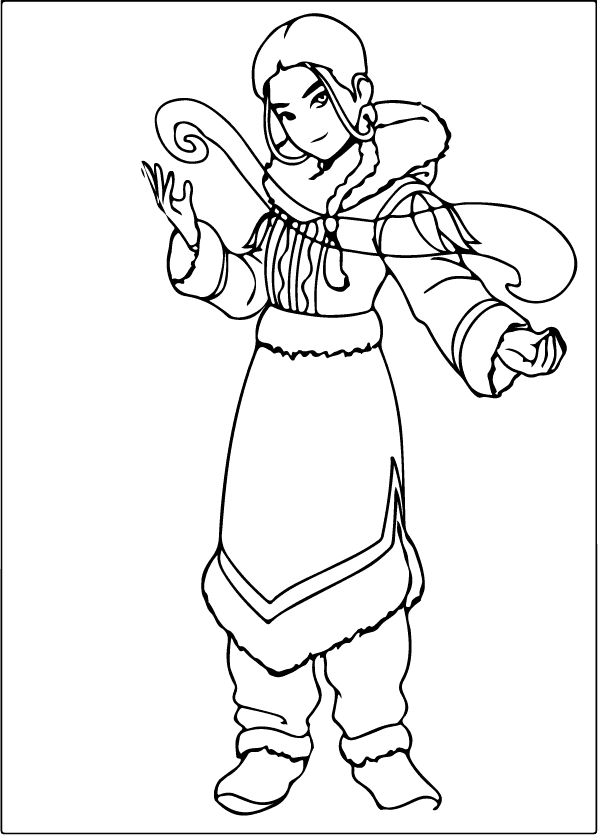 Printable Coloring Page of Katara from Avatar