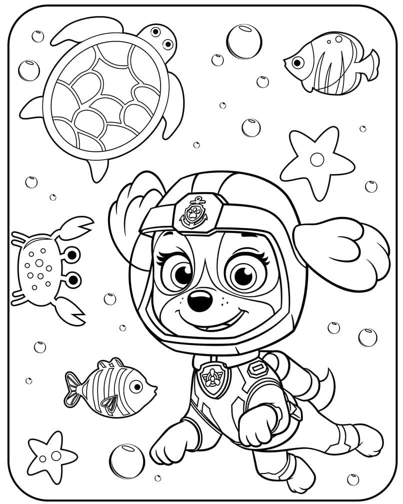 Paw Patrol Printable Coloring Page * Skye Underwater
