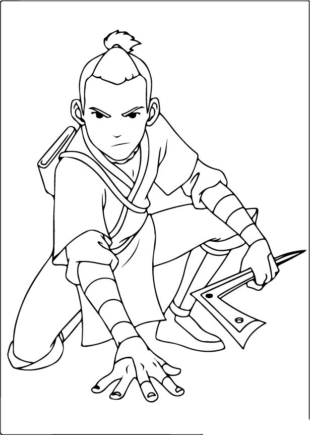 Printable Coloring Page of Sokka from Avatar