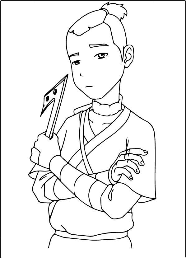 Printable Coloring Page of Sokka from Avatar