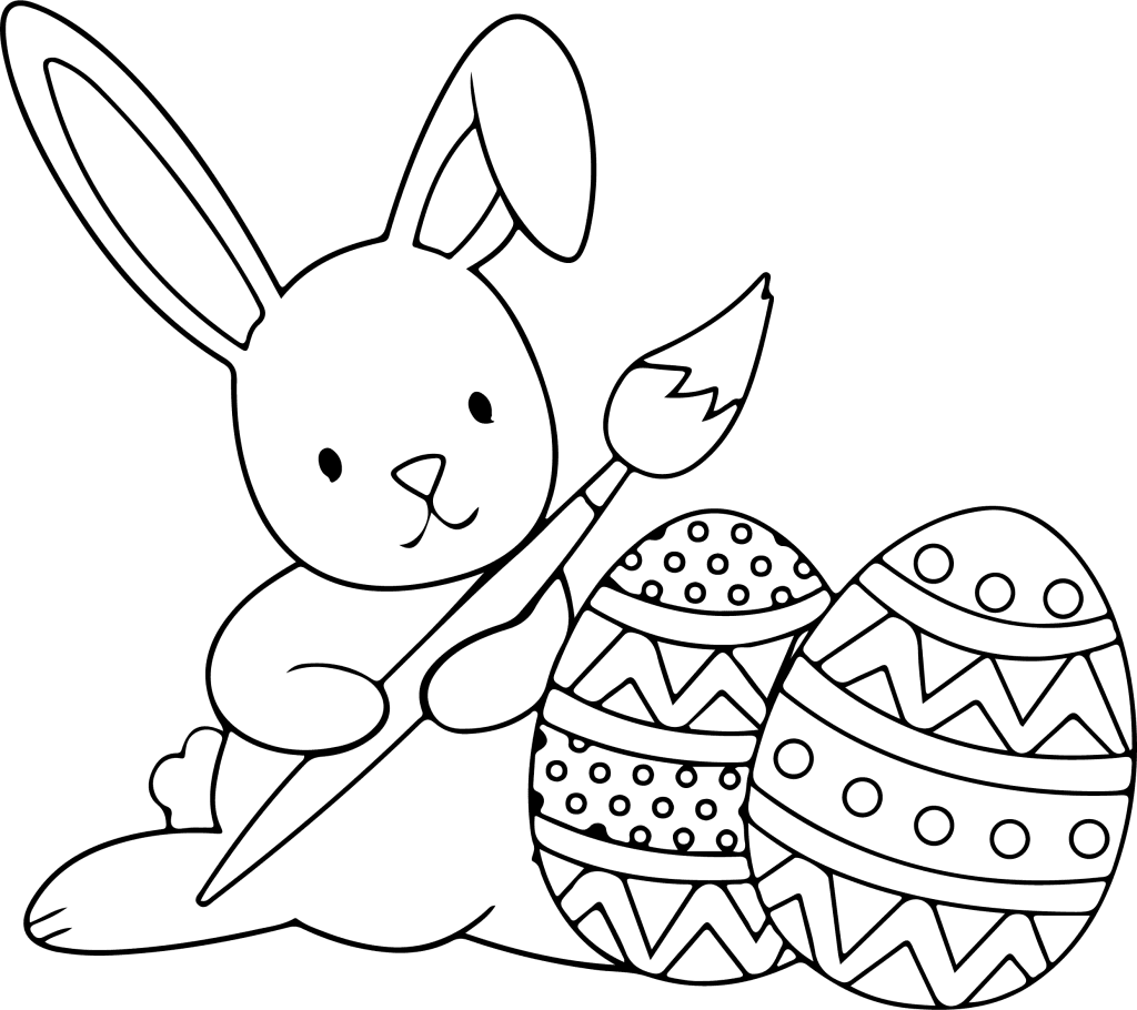 Зайче, боядисващо великденски яйца