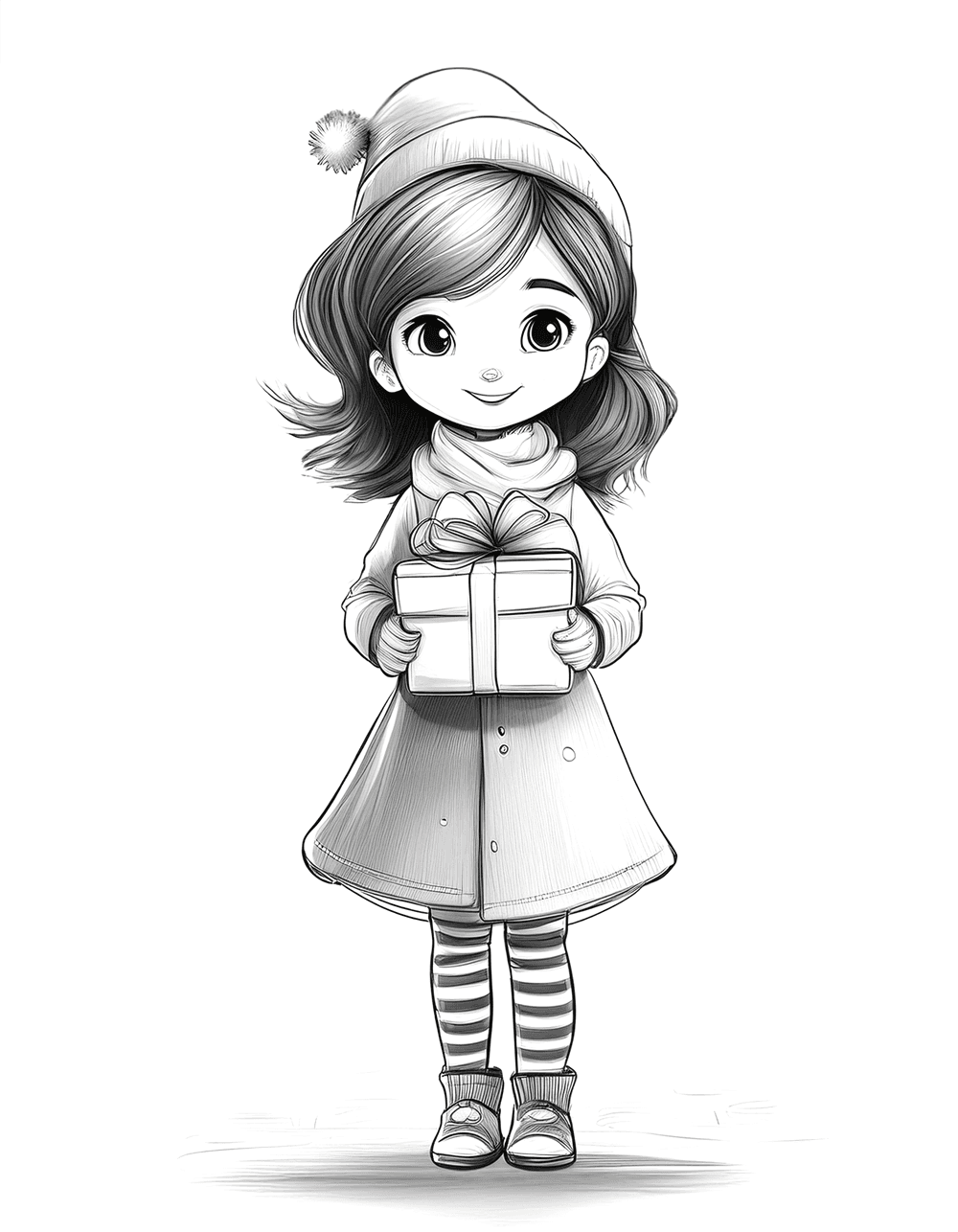 Момиче с красива рокля и подарък