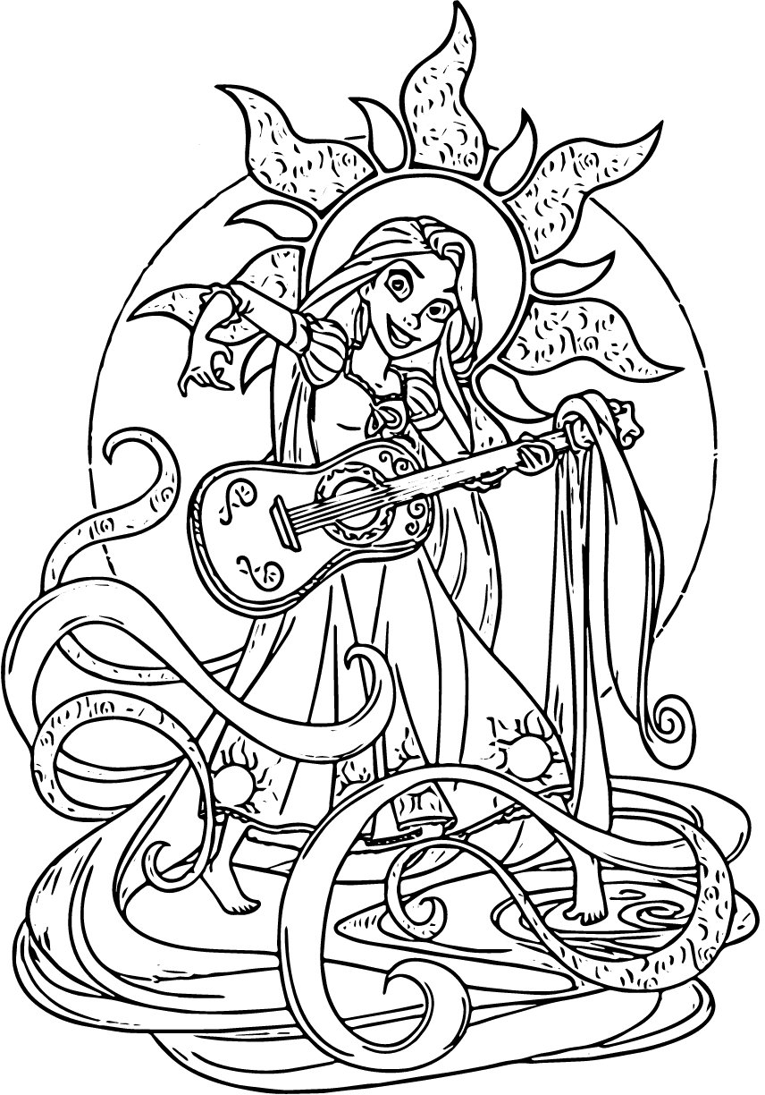 Раскраска Рапунцель для печати