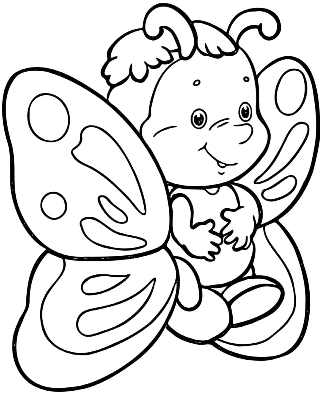 Kostenlose Malvorlage eines Schmetterlingsbabys