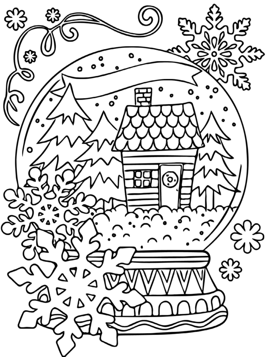 Зимно Преспапие * Коледна картичка * Картинка за принтиране и оцветяване