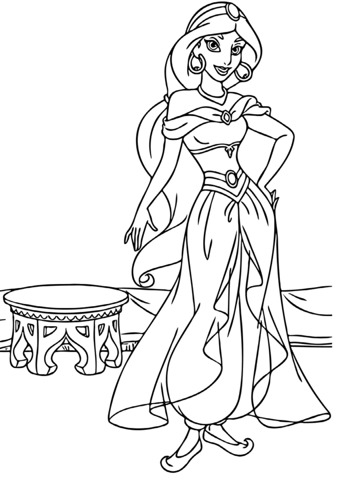 Ausmalbild von Prinzessin Jasmin