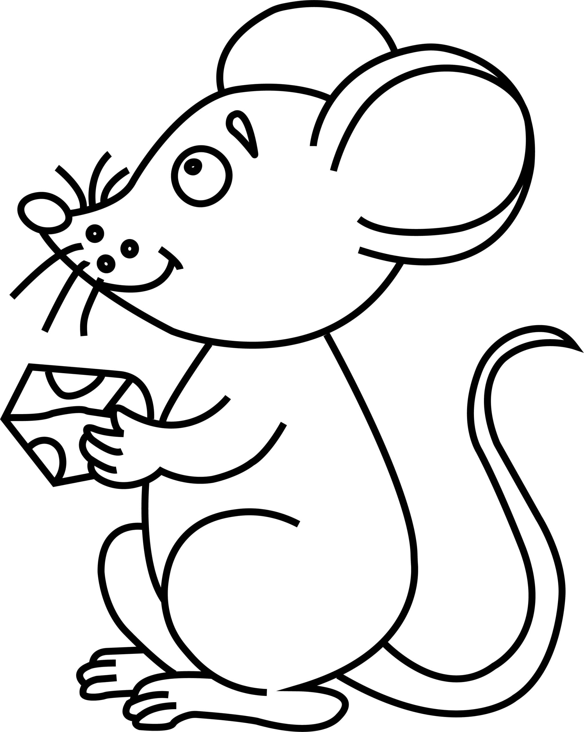 Мишка със сиренце * Рисунка за принтиране