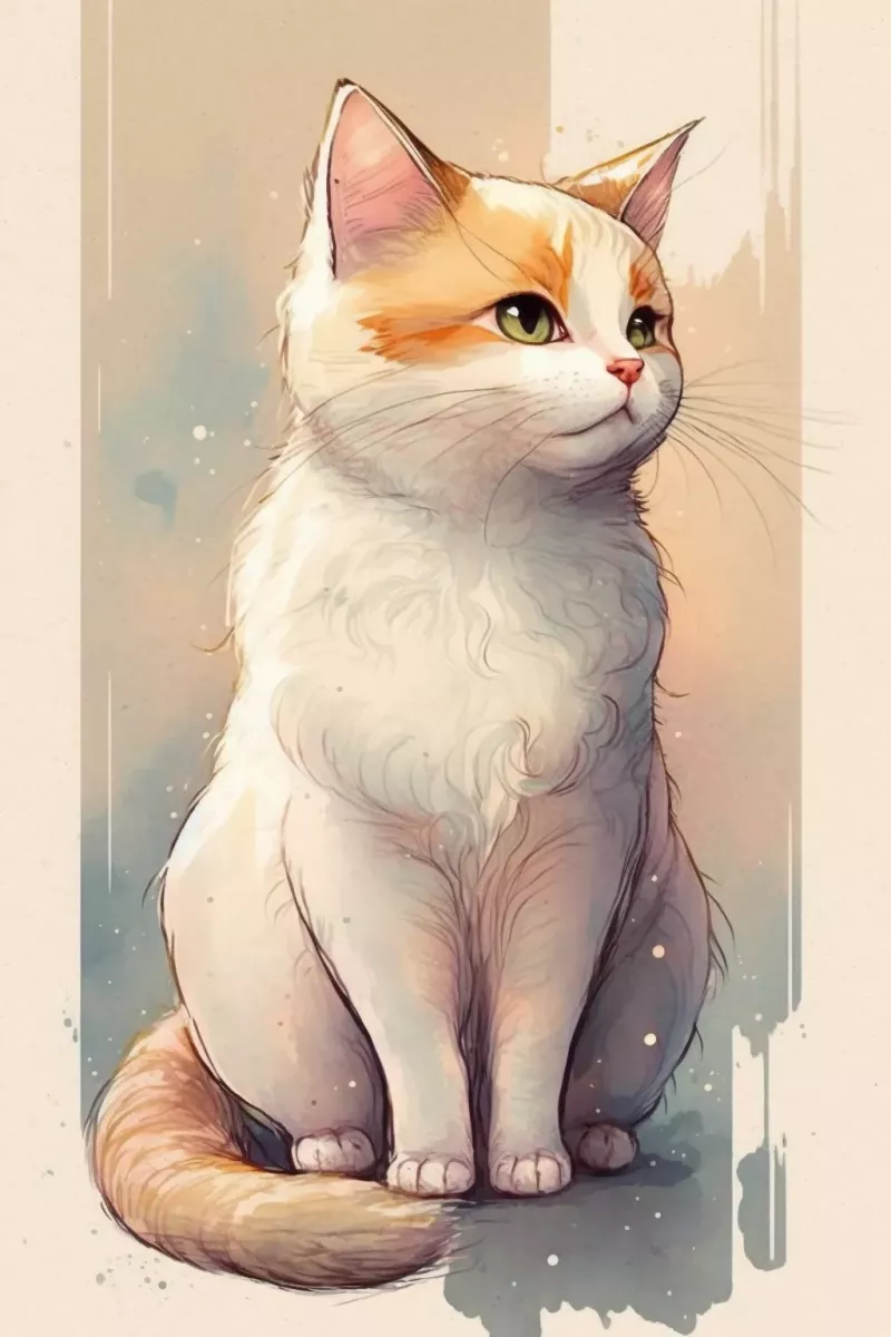 Drawing of a kitten with watercolors