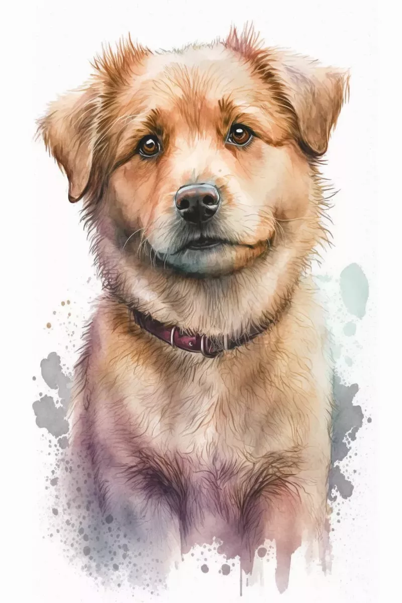 Drawing of a dog with watercolors