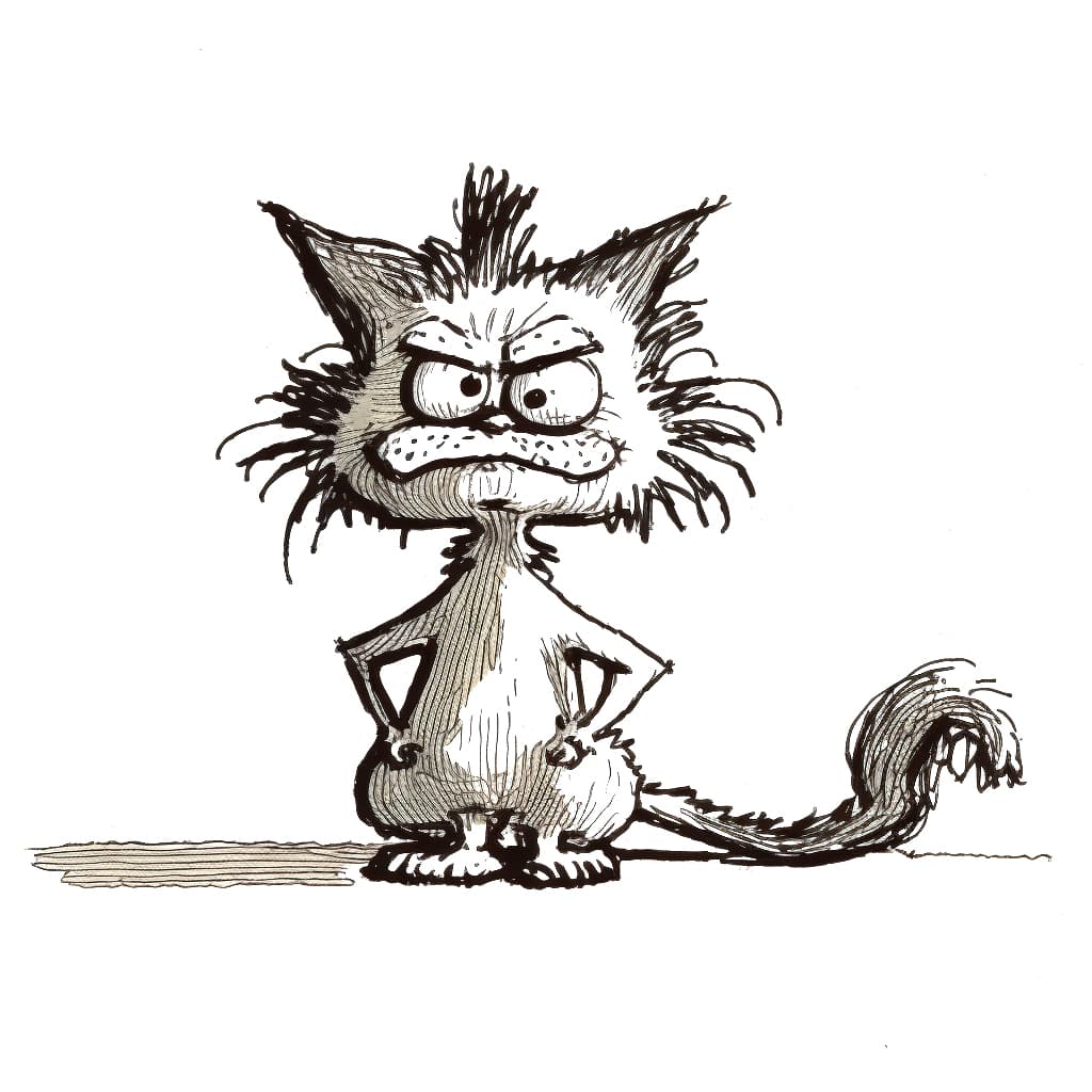 Zeichnung einer wütenden Katze