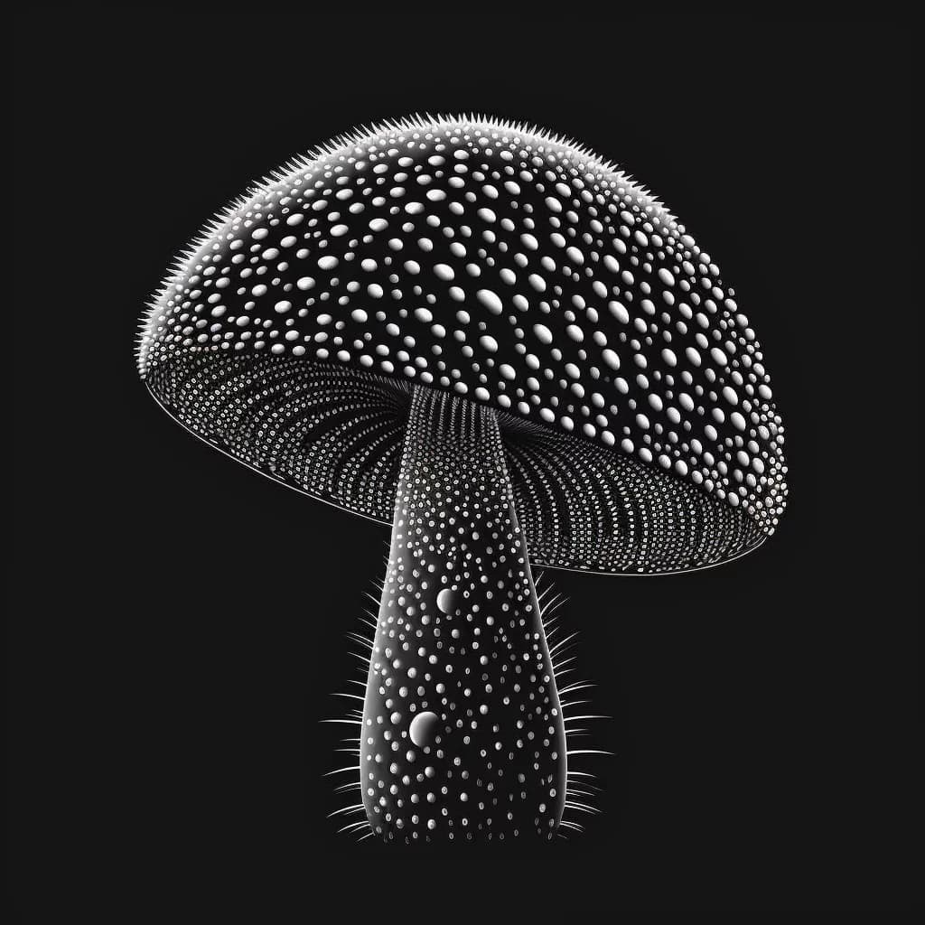 Disegno di un Fungo su Sfondo Nero * Vista dal Basso