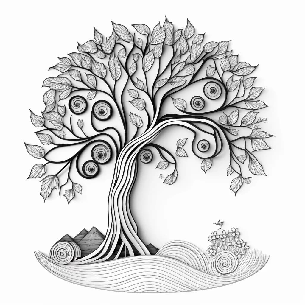 Page de coloriage pour adultes * Dessin d’arbre à imprimer