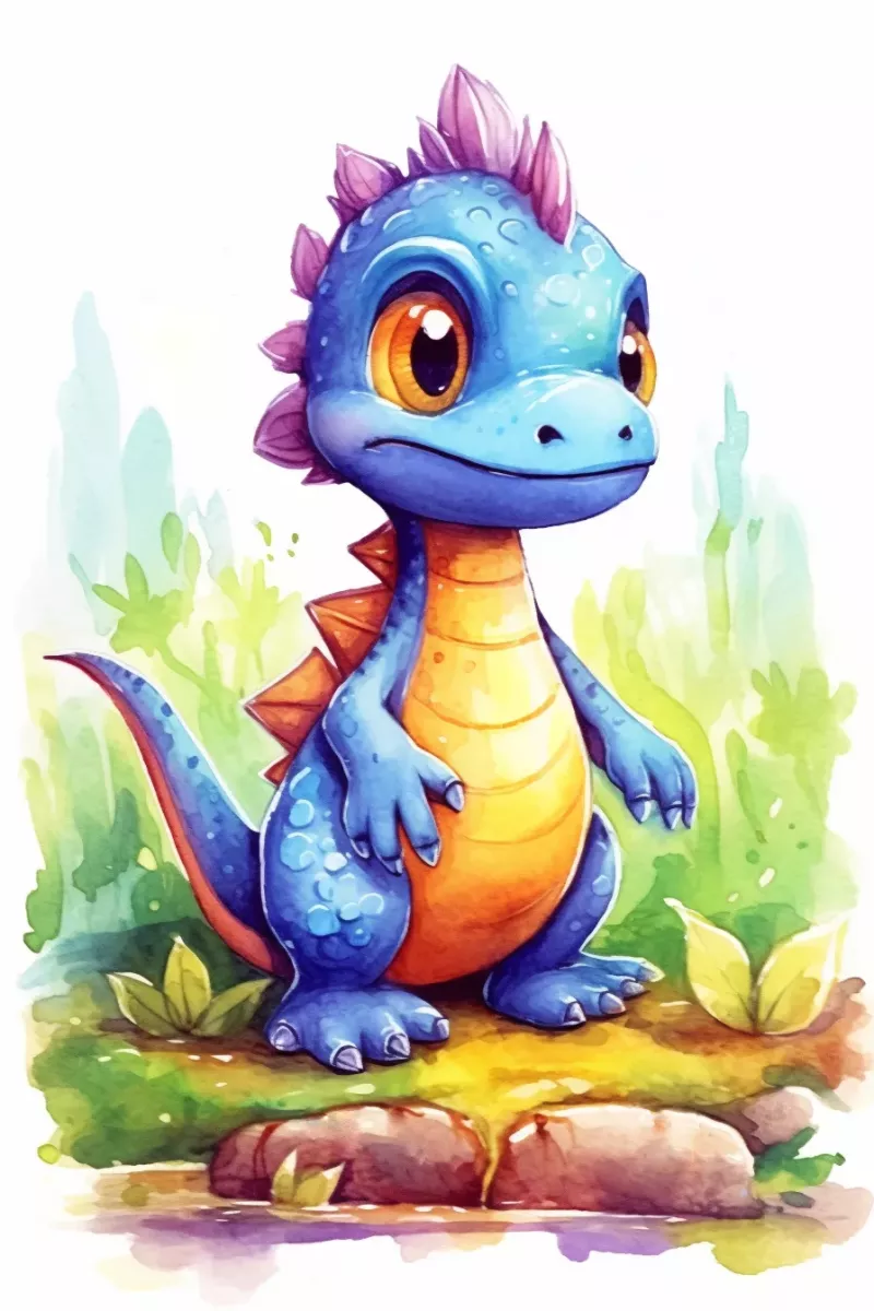 Watercolor drawing * Baby dinosaur