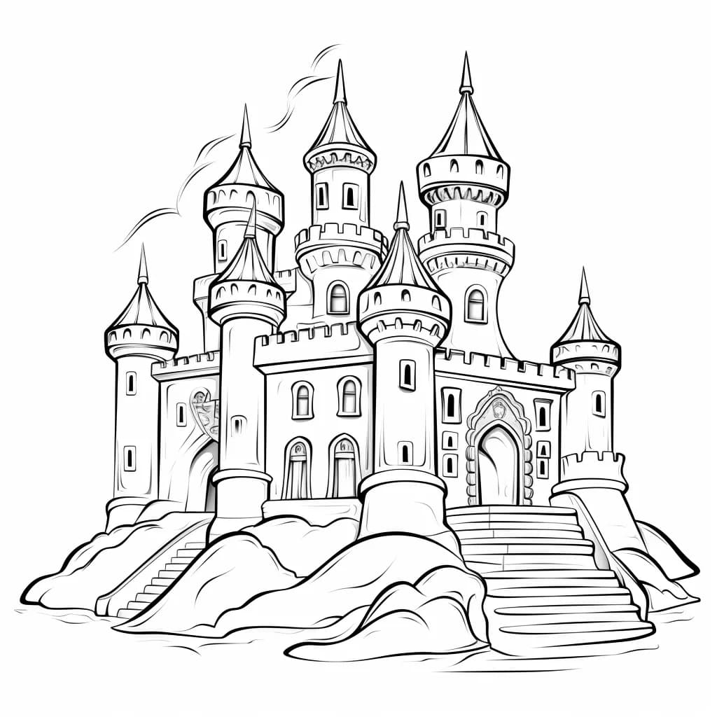 Page de coloriage imprimable de château