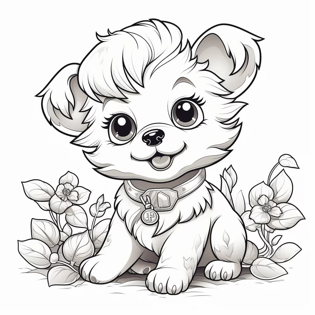 Малко кученце Чао Чао * Рисунка за оцветяване