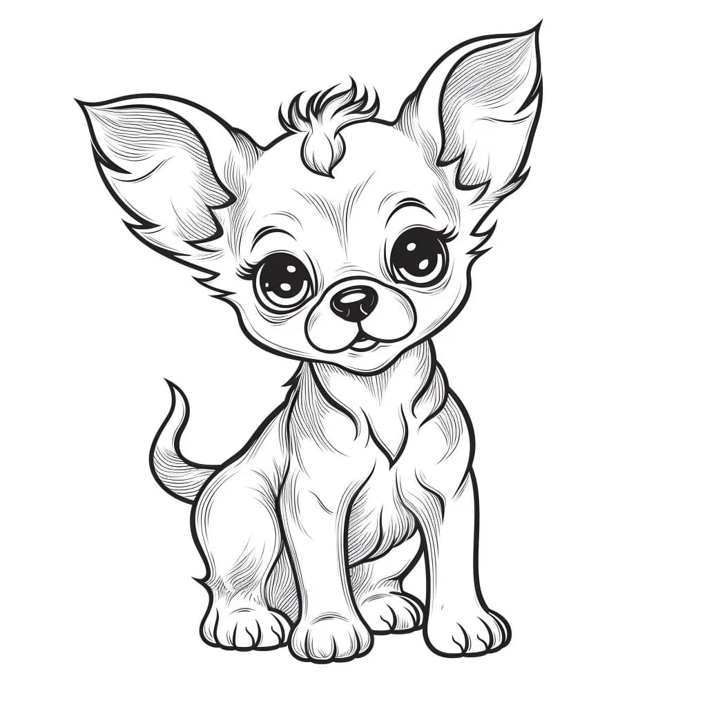 Ausmalbild eines Chihuahua-Welpen zum Ausdrucken