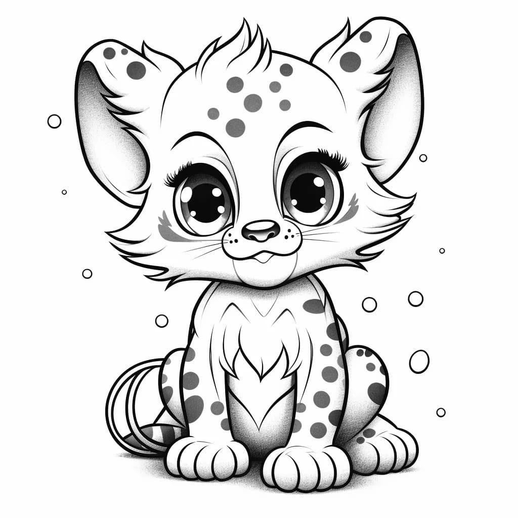 Ausmalbild einer kleinen süßen Hyäne