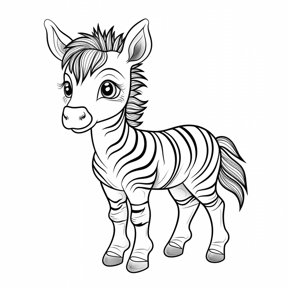 Ausmalbild einer kleinen süßen Zebra