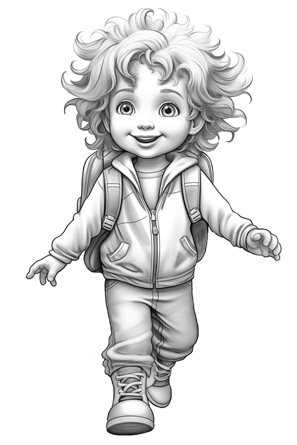 Página para Colorear de un Niño Feliz con Mochila de Senderismo