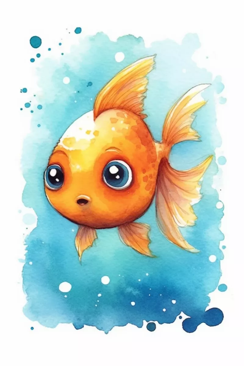 Küçük sarı balık * Su boyaları ile çizim