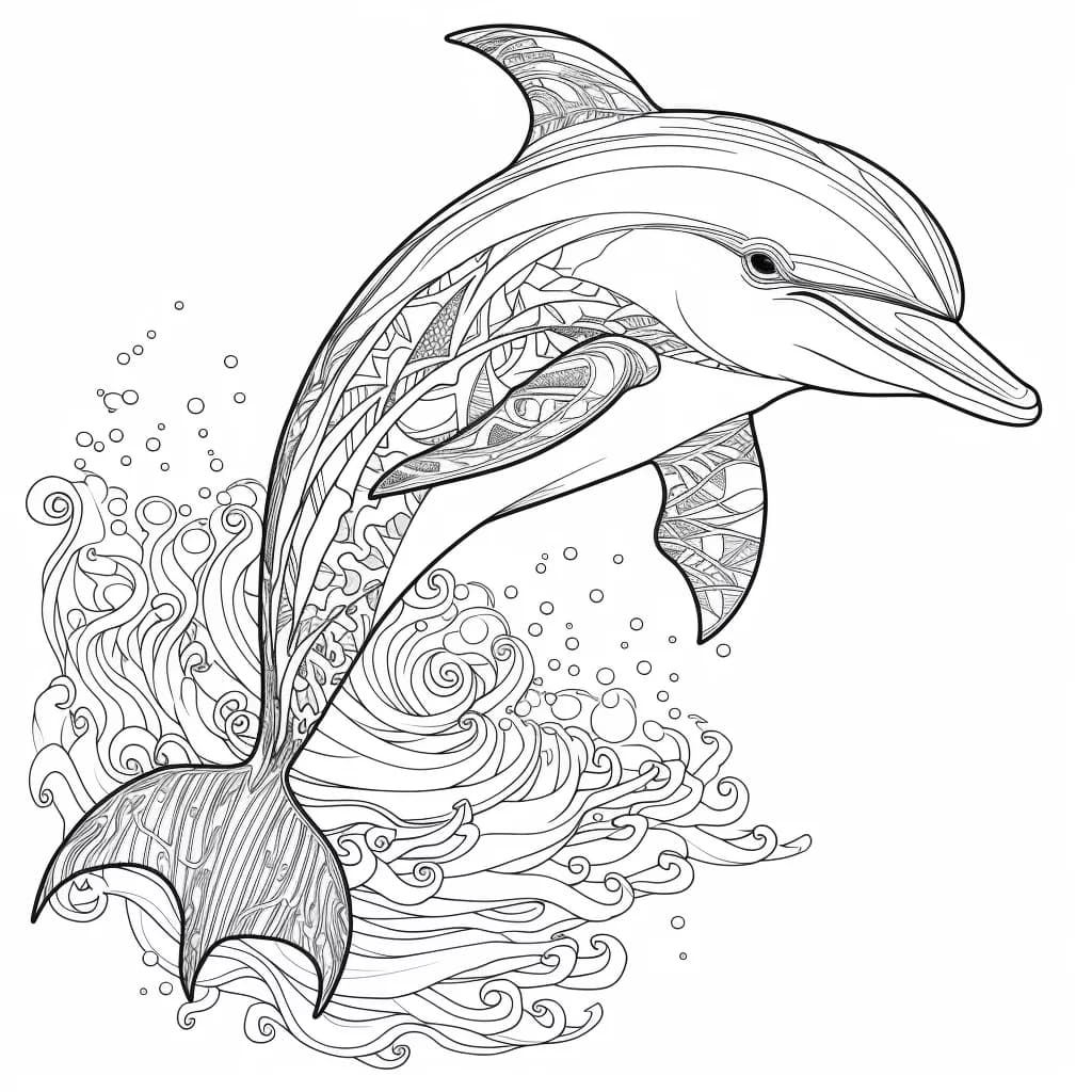 Page de coloriage pour adultes * Dauphin