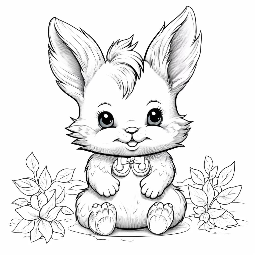 Pagina da colorare stampabile di un coniglietto