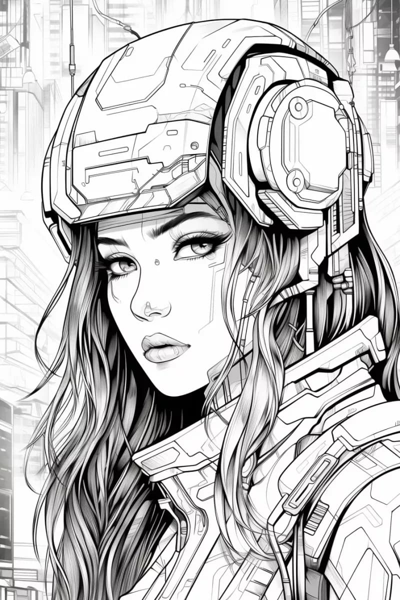 Рисунка на момиче от бъдещето * Оцветяване за възрастни