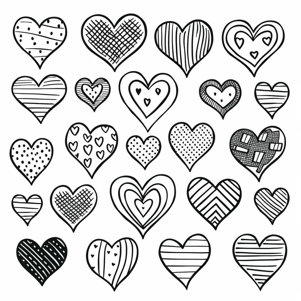 Сърца * Рисунка за оцветяване