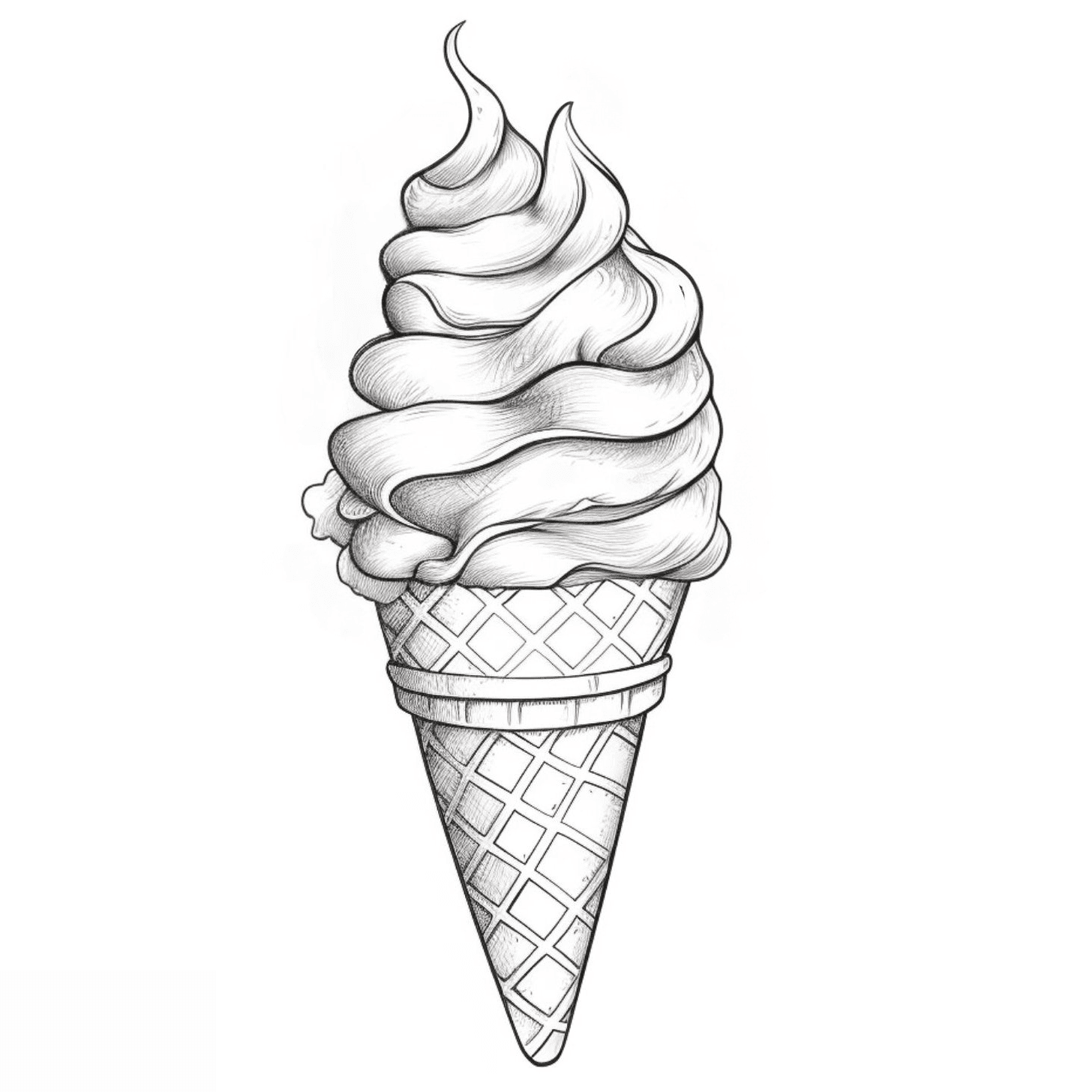 Раскраска с мороженым в рожке * Распечатать и раскрасить
