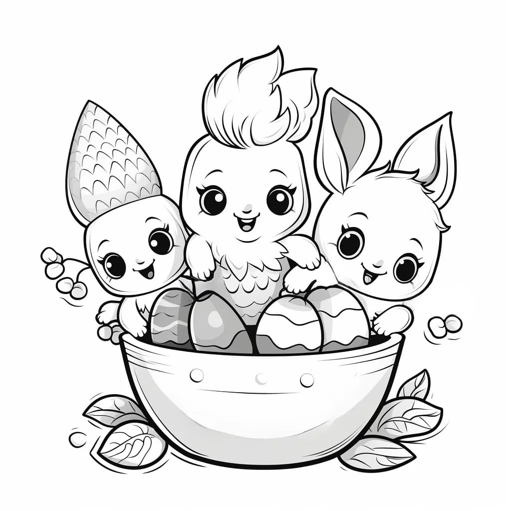 Coloriage de Pokémon et œufs de Pâques