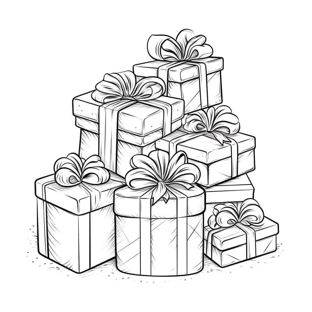 Printable Coloring Page of Christmas Gifts