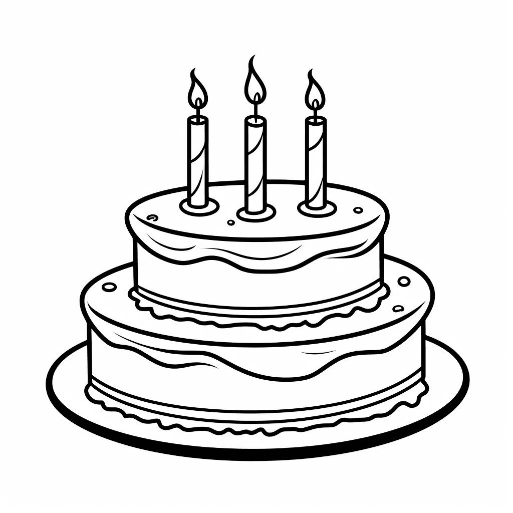 Doğum günü pastası 3 mum ile boyama resmi