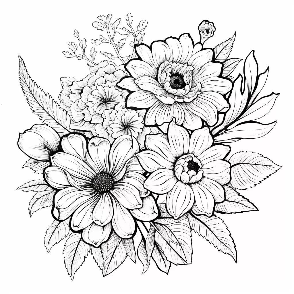 Картинка за оцветяване на красиви цветя