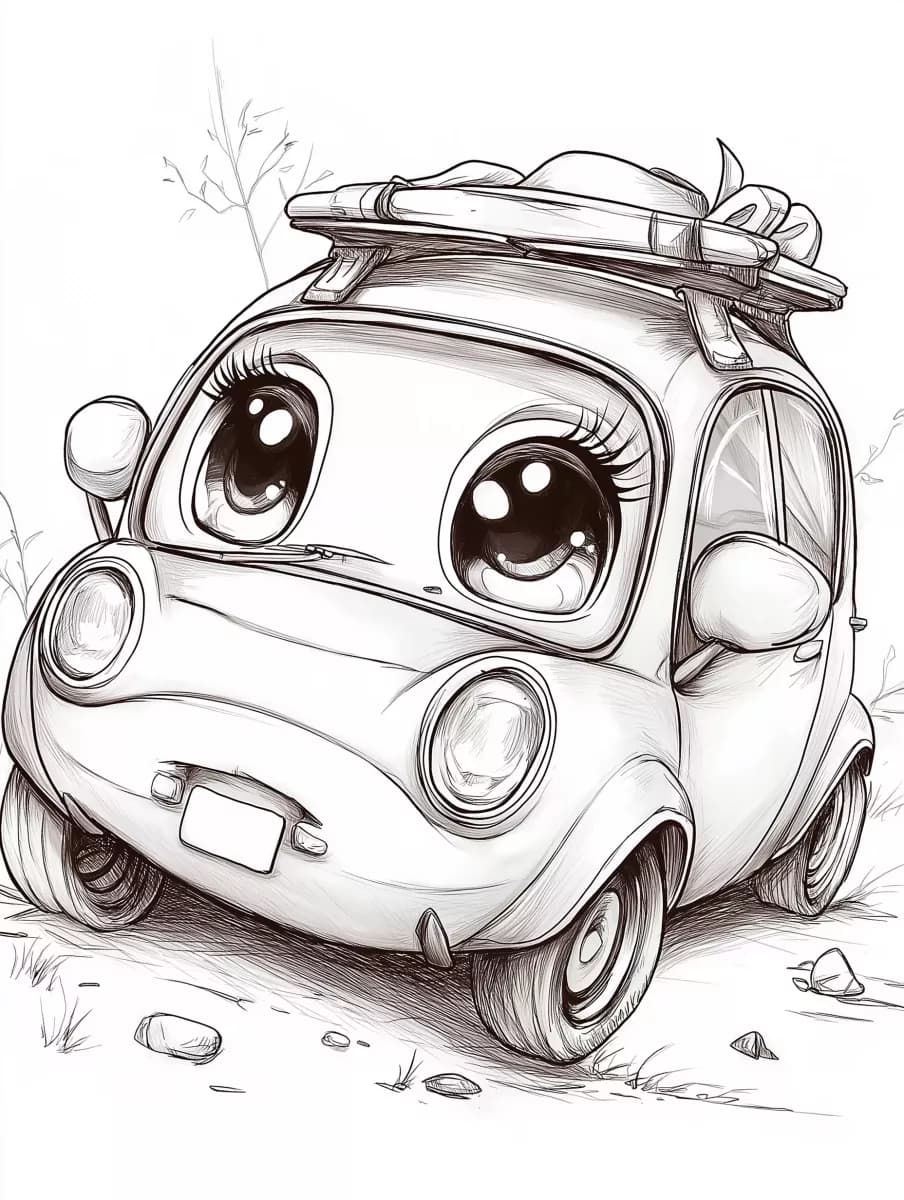 Раскраска для печати “Милая машина”