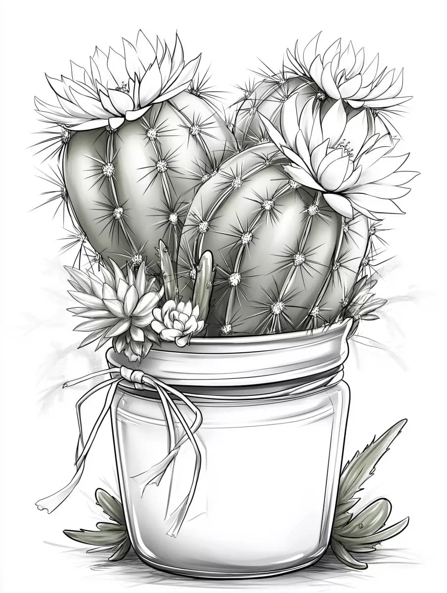 Картинка за оцветяване на кактус в буркан