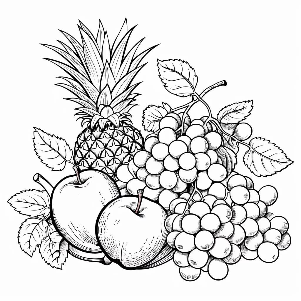 Página para Colorear Imprimible de Frutas