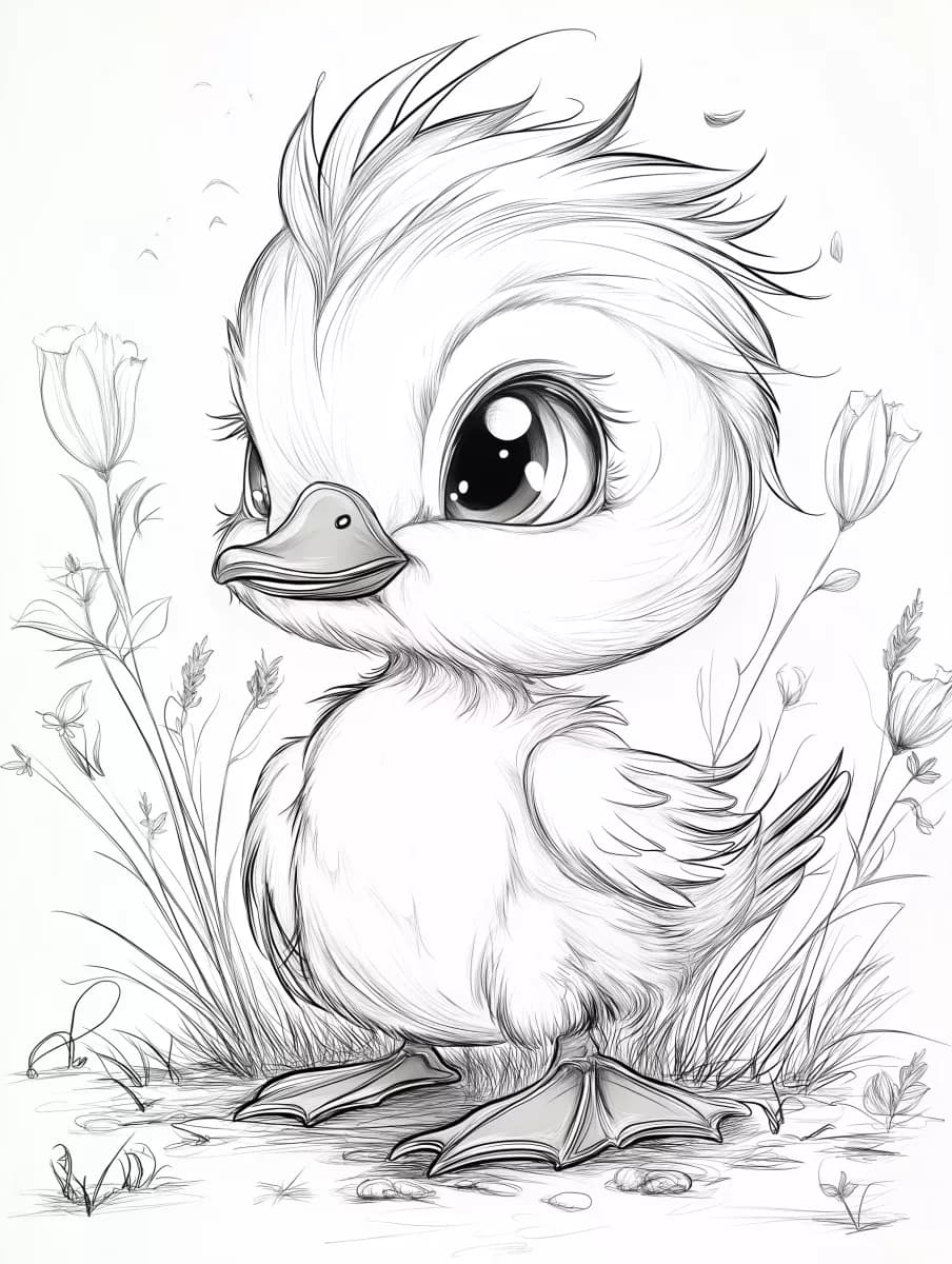 Bebek ördek yavrusunu boyamak için resim