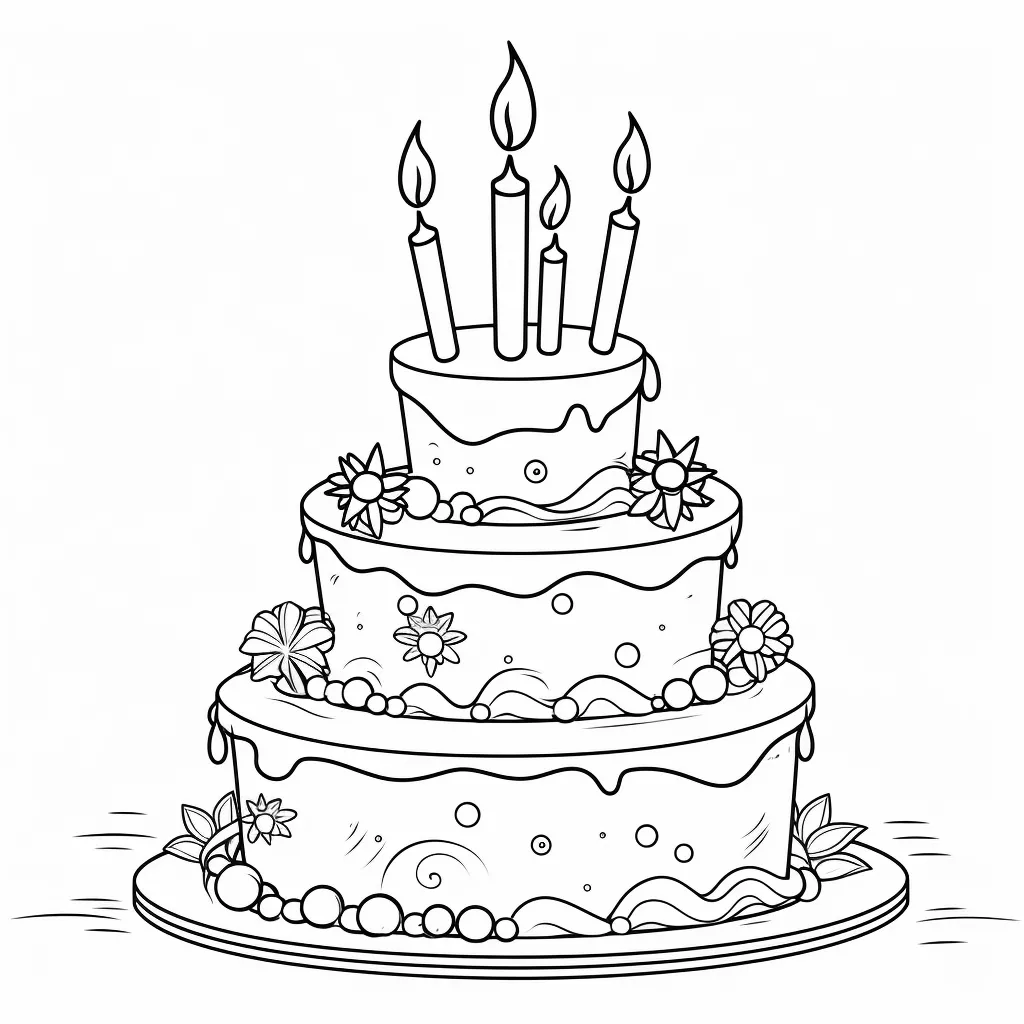 Damlayan Buzlanma ve Mumlarla Üç Katlı Çiçekli Doğum Günü Pastası